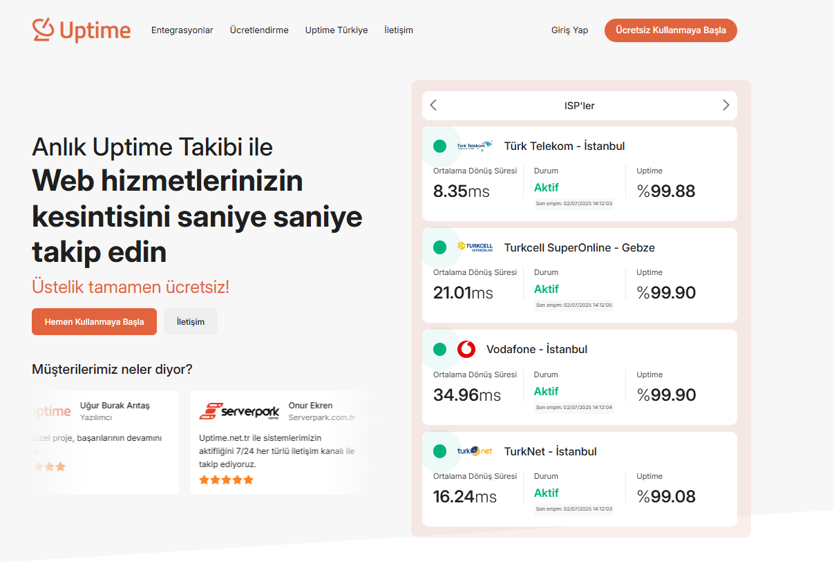 Uptime.net.tr Ana Sayfası