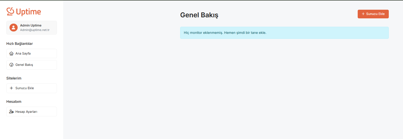 Uptime.net.tr Genel Bakış Sayfası